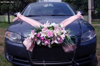 Свадебная флористика / Украшения для машин /  Украшение свадебного автомобиля "Снежанка"