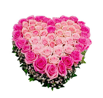Букеты из живых цветов / Сердце из цветов / Сердце из роз