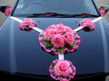 Свадебная флористика / Украшения для машин / Украшение автомобиля "Розовая симфония"